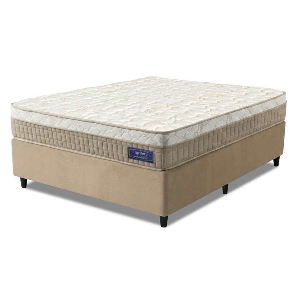 Cama Box Colchão Casal Molas Superlastic Euro Pillow Start 138x188x62cm Apolo Bege