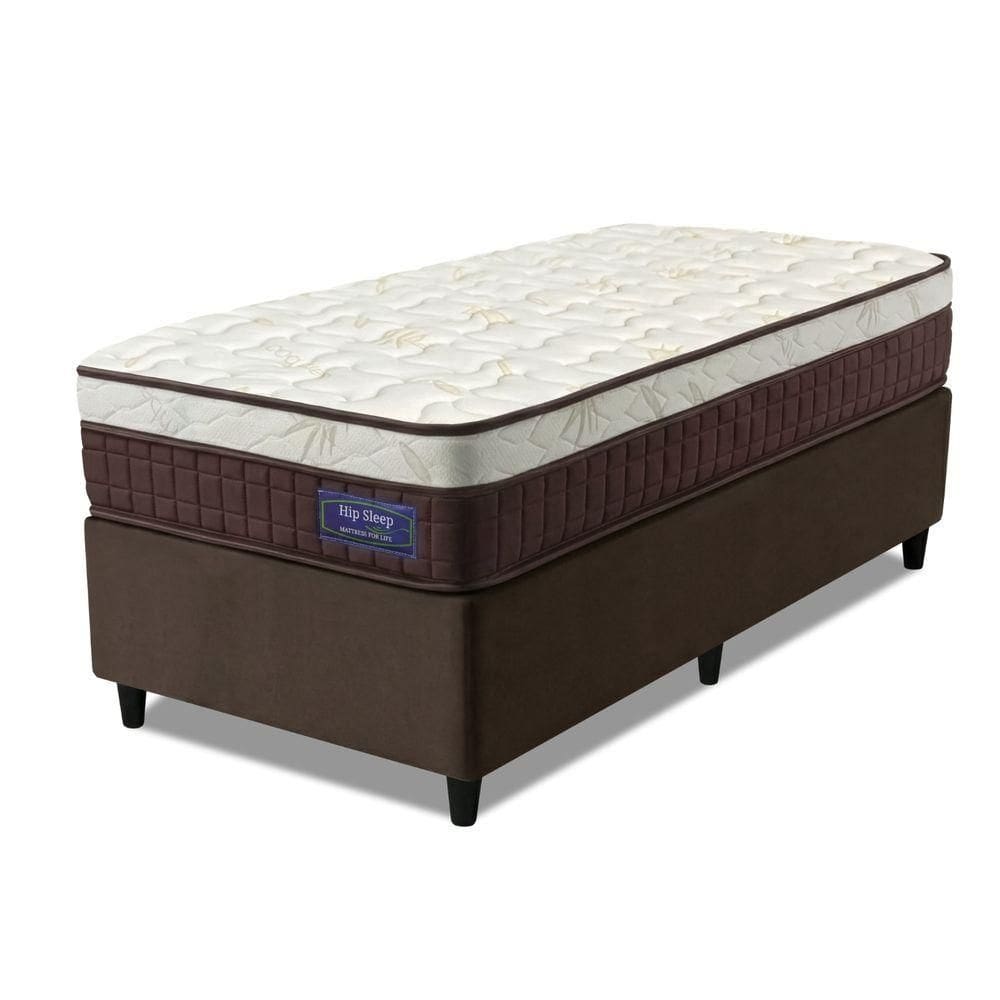 Cama Box Colchão Solteiro Molas Superlastic Euro Pillow Start 88x188x62cm Apolo Bege / Marrom