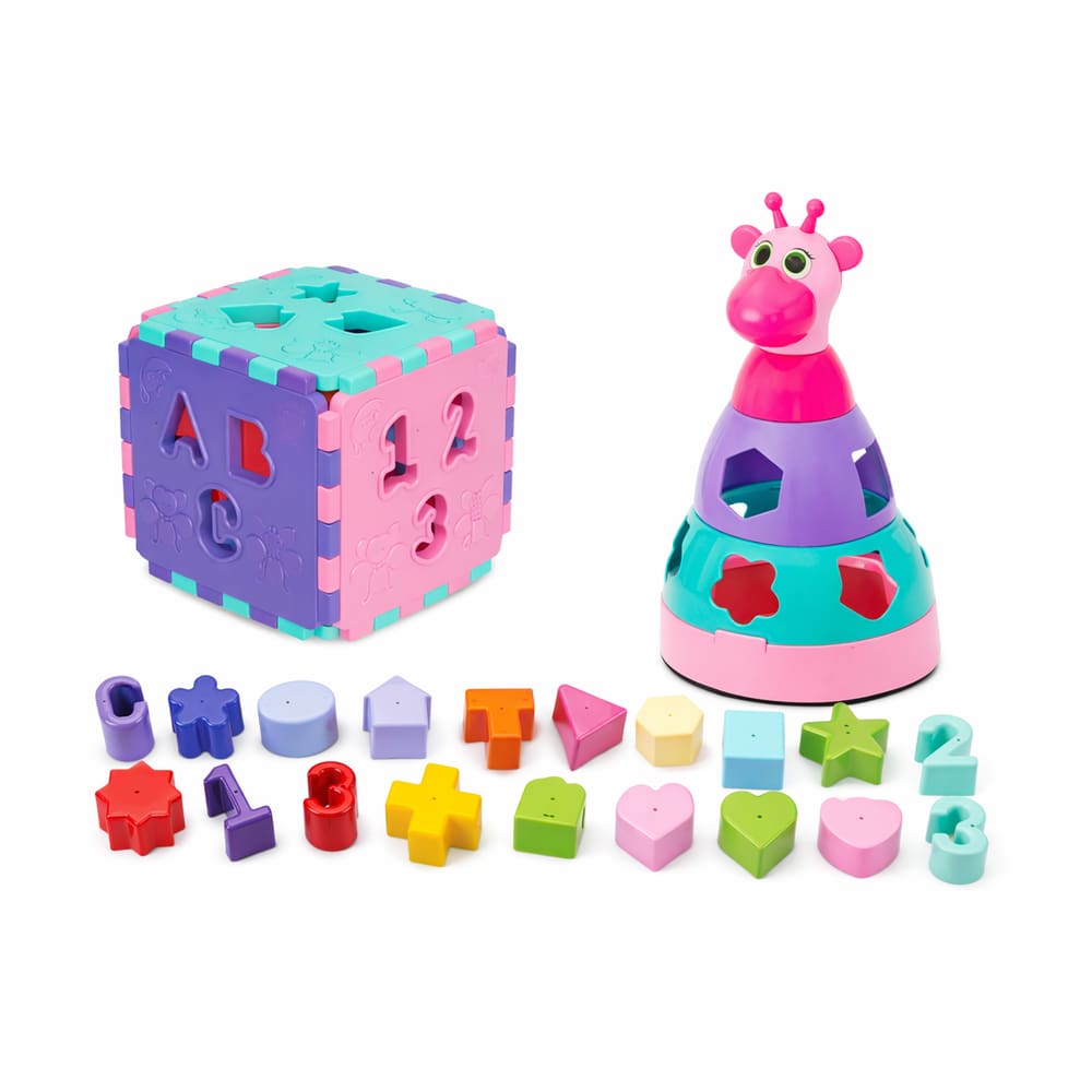 Cubo Girafa Didático Brinquedo Educativo Formas Encaixe