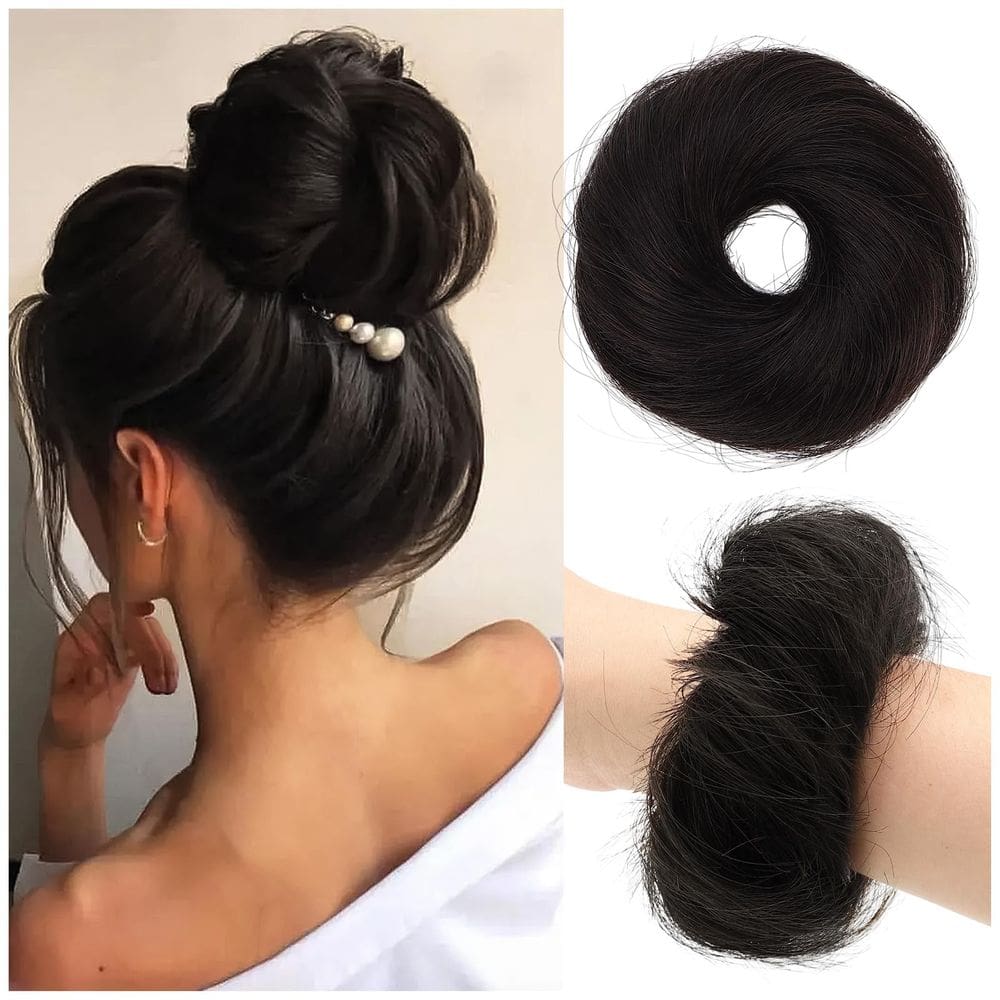 Coque de cabelo JOLYEAK Natural Curly Chignon Fluffy Donut Updo