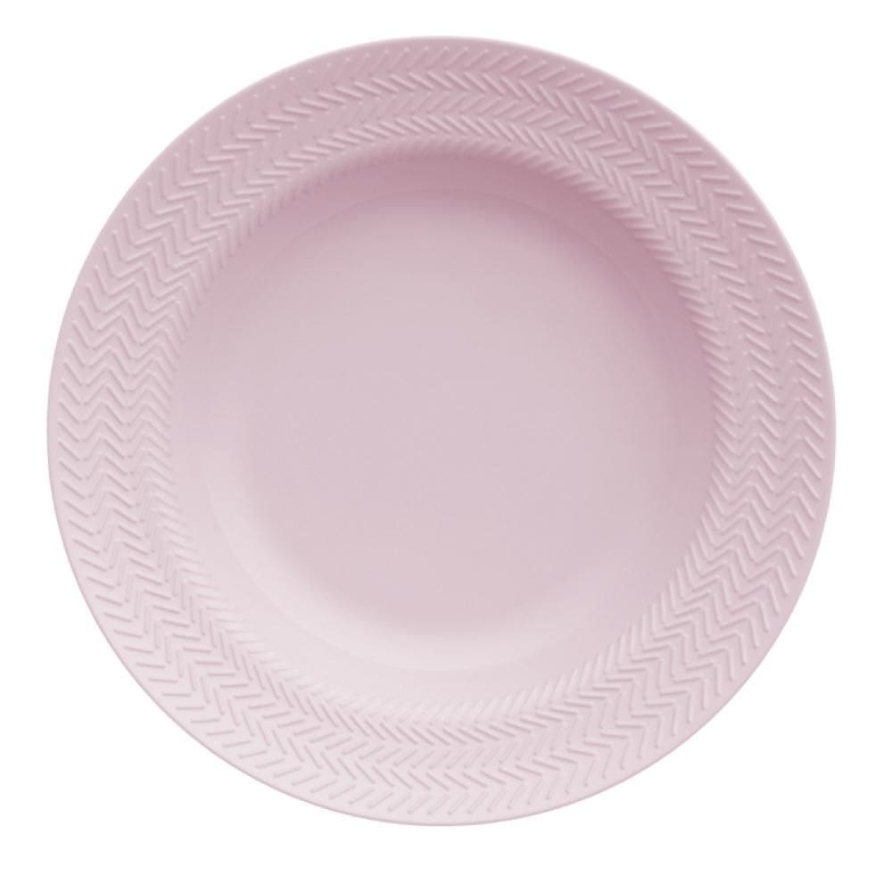 Kit 06 Prato Fundo Chevron Rosa Fractal Germer Porcelanas