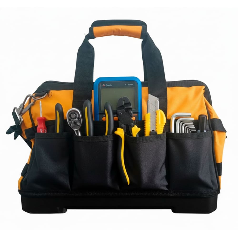 Bolsa Para Ferramenta Mala Grande Oxford Reforçada Impermeável Resistente Fundo Rígido Electricista 16 Bolsos Com Alça