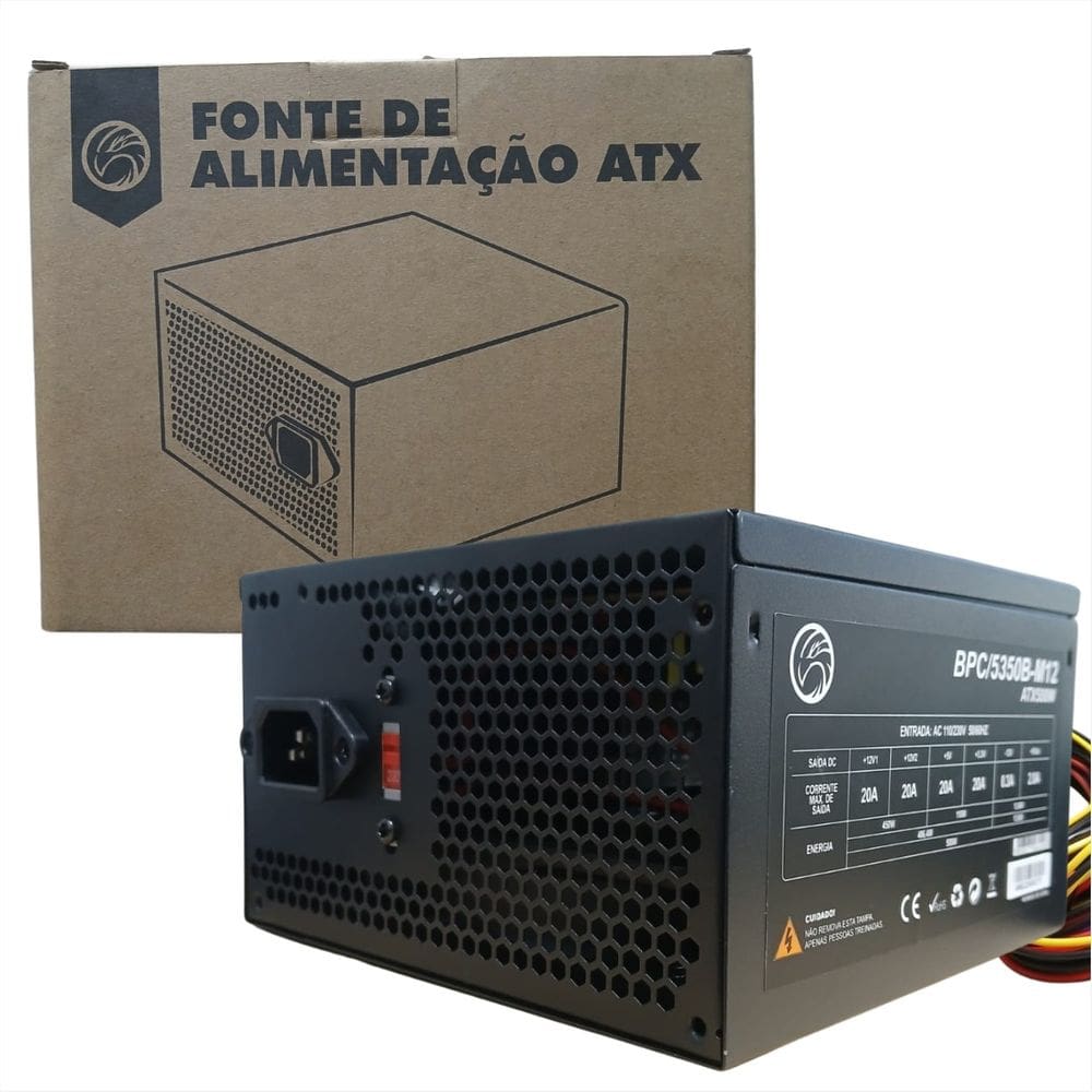 Fonte 500W Brazil PC BPC/5350B-M12 - ATX - 12X12CM - Preto - Bivolt