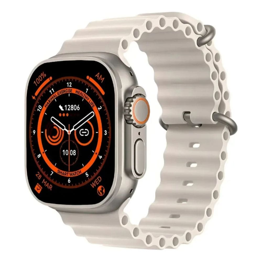 Relógio Smartwatch T900 Ultra 49mm Nfc + 2 Pulseiras Prata