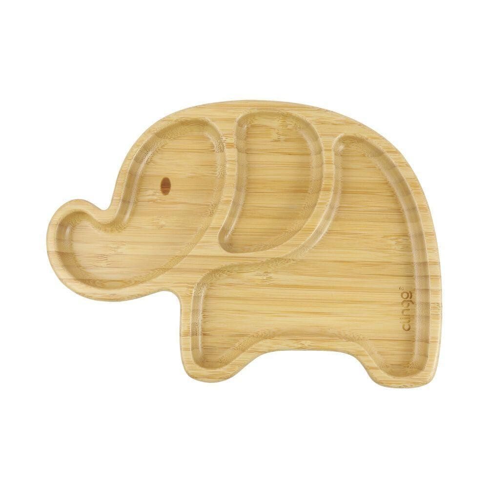 Prato De Bambu Elefante Com Ventosa E Divisórias Antibacterianas