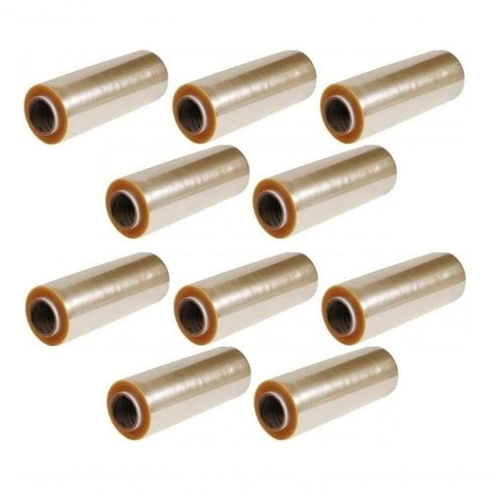 Filme Plástico PVC 28CM X 300M para Embalagens e Proteção 10 Rolos 7,5 Microns Transparente Higipack