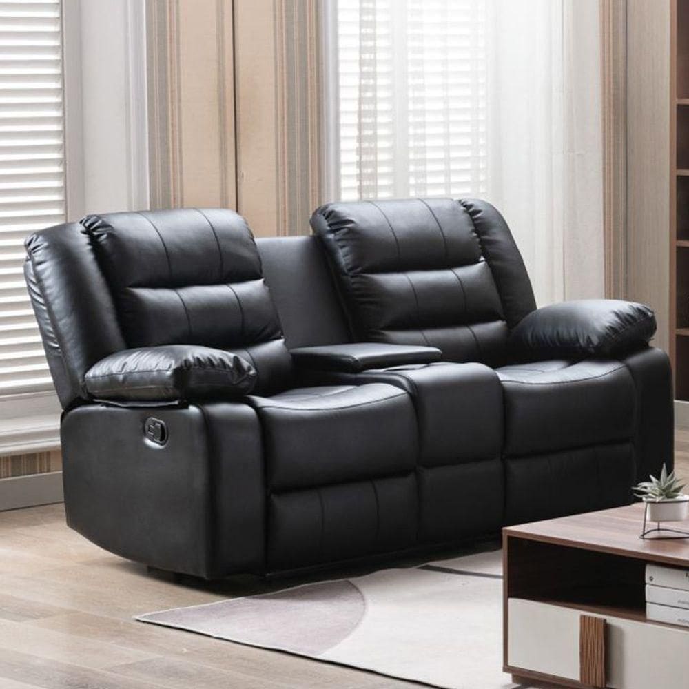 Poltrona Reclinável Manual De Cinema Oscar 2 Lugares Baú/massagem/aquecimento Pu Preto G31 - Laura Lar