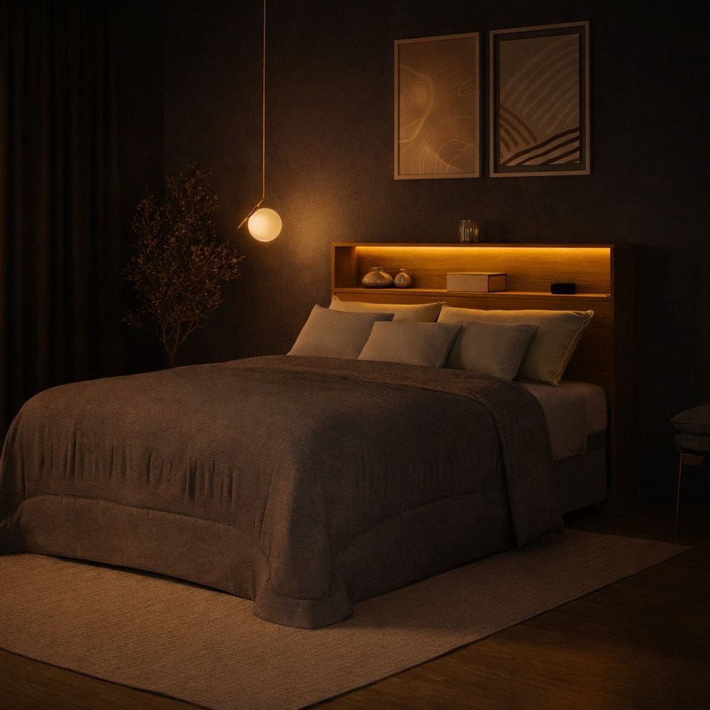 Cabeceira Queen Mdf com Nicho e Led Aurora | Casas Bahia