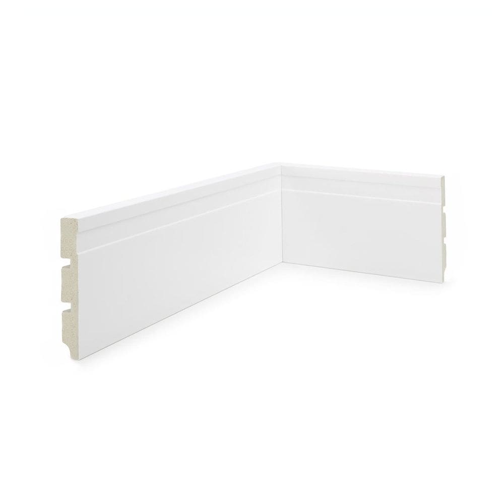 Rodapé de Poliestireno Barra 10x240cm Frisado Nfr Light Branco