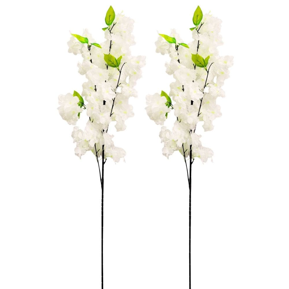 Kit 2 Flor de Pêssego Branca Artificial Arranjo Premium 45cm Decoração