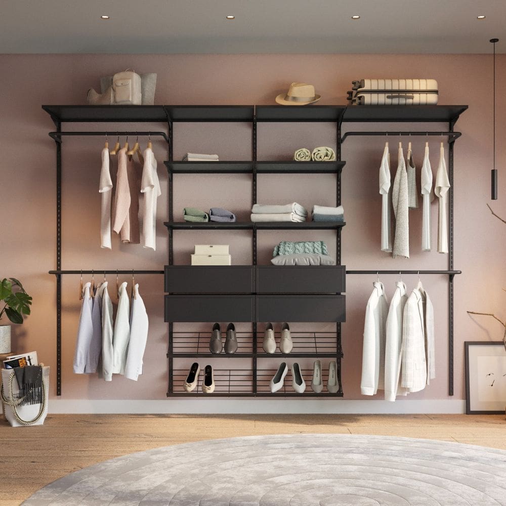 Closet Aberto Modulado para Casal 285cm Eminence Preto