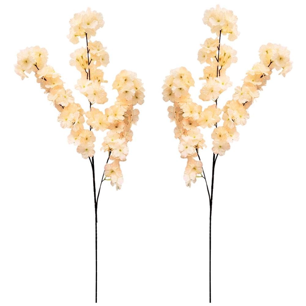 Kit 2 Flor de Pêssego Creme Artificial Arranjo Premium 45cm Decoração