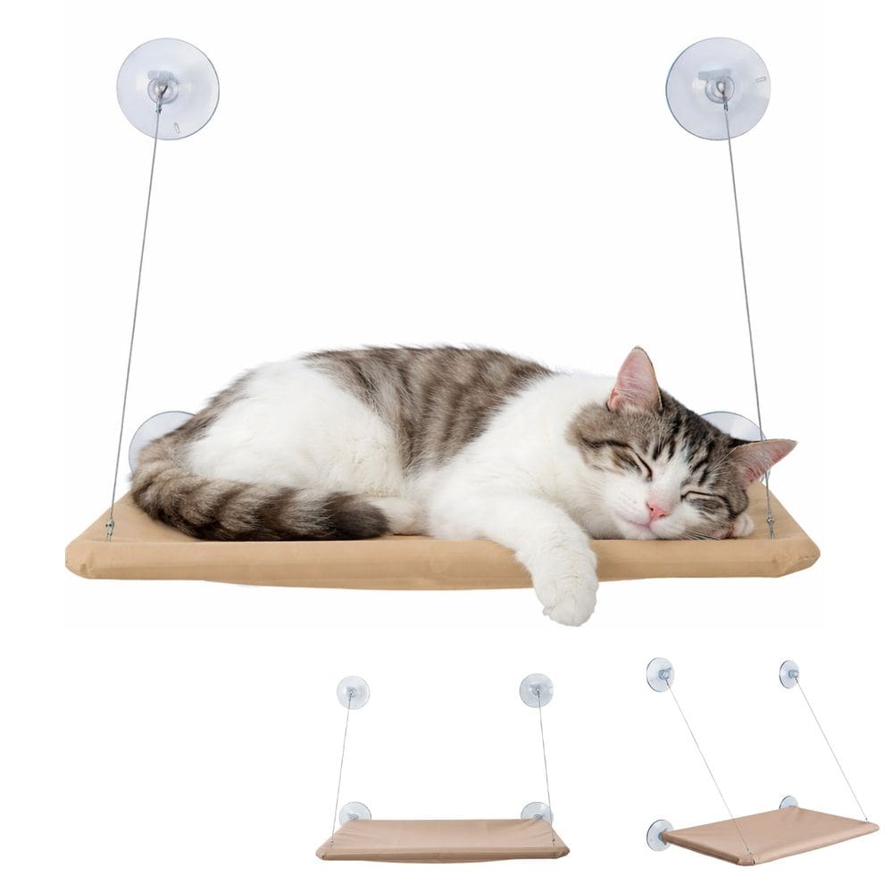 Cama de Gato Janela Ventosas Alta Fixacao Retratil Flutuante Pratica Confortavel Segura Lavavel Felinos