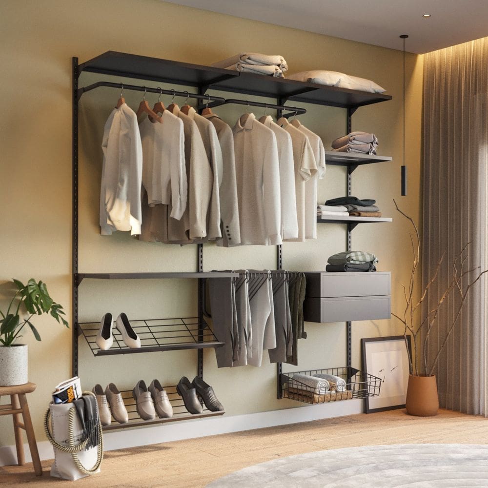 Closet Aberto Modulado Casal 205cm Eminence Preto