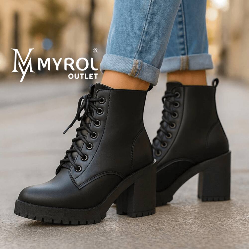 Bota Coturno Salto Medio Tratorada De Amarrar Preto