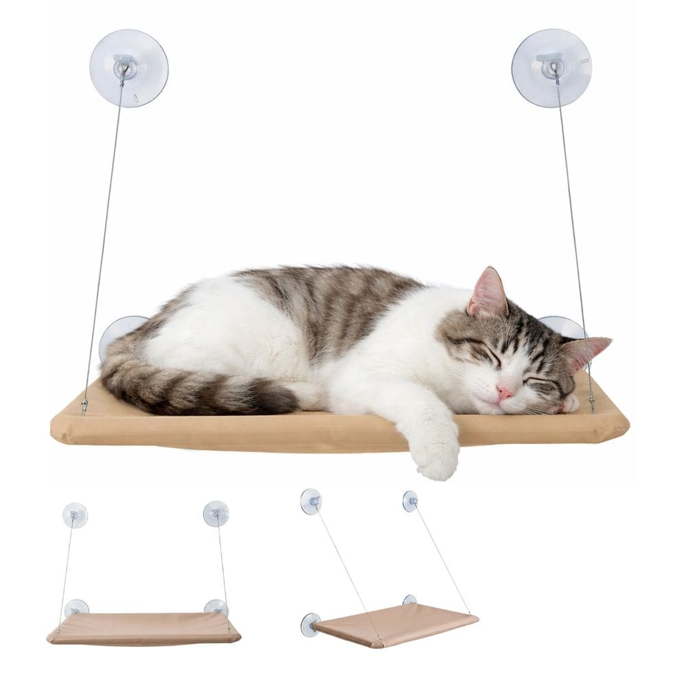 Caminha de Gato Janela Ventosas Alta Fixacao Retratil Flutuante Pratica Segura Confortavel Lavavel Felinos