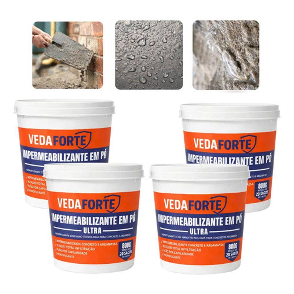 Kit 4 Impermeabilizante Em Pó Ultra Veda Forte 800g