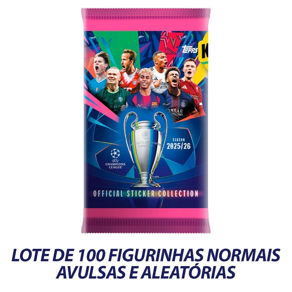 Lote De 100 Figurinhas Normais Uefa Champions League 2025/2026 (FIGURINHAS AVULSAS E ALEATÓRIAS)