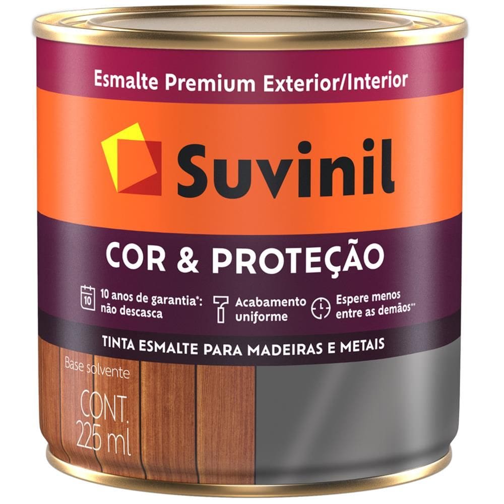 Tinta Esmalte Sintético Cor e Proteção Brilhante para Madeira e Metal 225ml Branco - 53375967 - SUVINIL