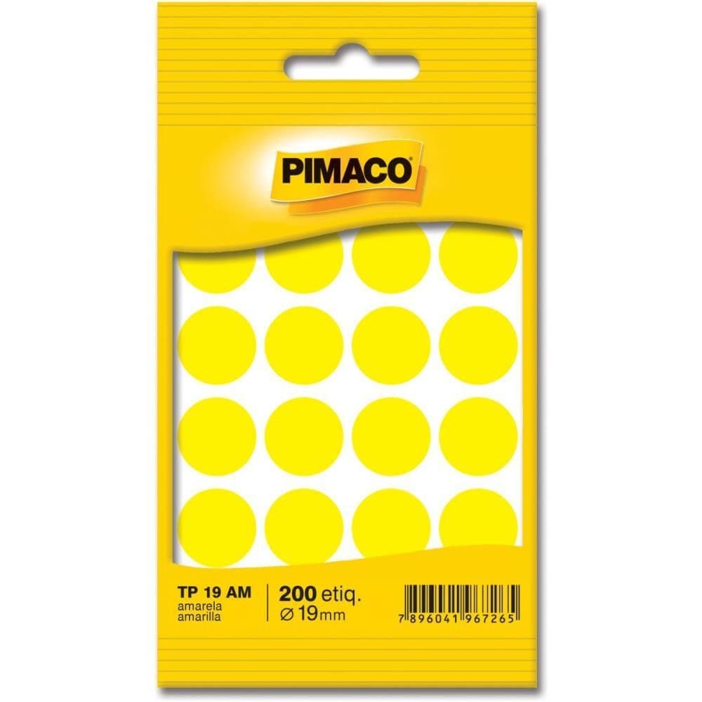 Etiqueta Redonda Tp-19 Amarela Redonda 19mm 200unid - Pimaco