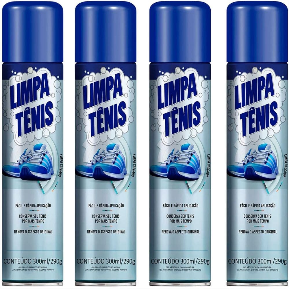 Kit 04 Limpa Tênis Premium Petroplus PP-0192BR - 300ml - Espuma Mágica para Limpeza a Seco de Calçados
