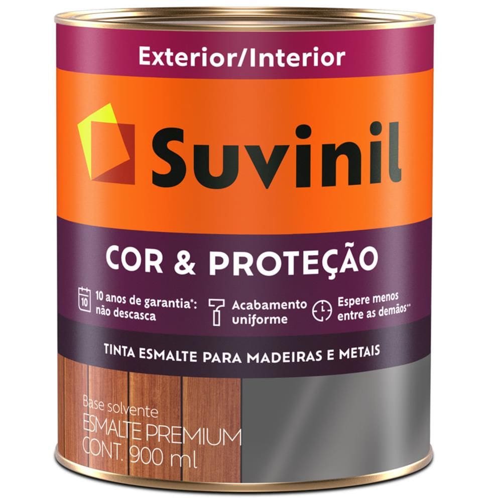 Tinta Esmalte Sintético Cor e Proteção Brilhante para Madeira e Metal 900ml Tabaco - 53381320 - SUVINIL