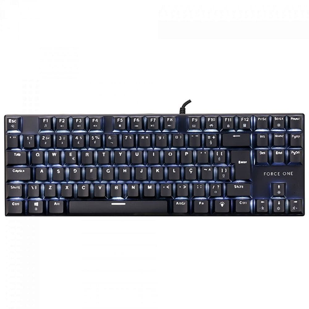 Teclado Mecânico Gamer Force One Atlas TKL, USB, ABNT2, Preto