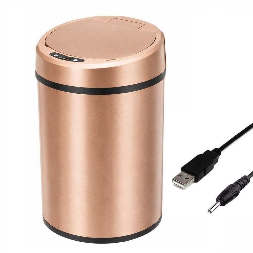 Lixeira Automatica 12 Litros Sensor Inteligente Cesto De Lixo Grande Removivel Cozinha Marrom Usb Recarregavel