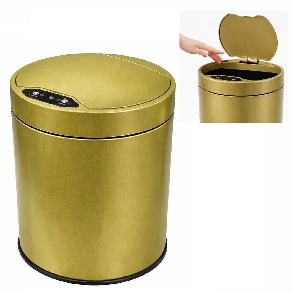 Lixeira Automatica Ouro 8 Litros Sensor Inteligente Cozinha Banheiro Inox Cesto Lixo Amarelo Executivo