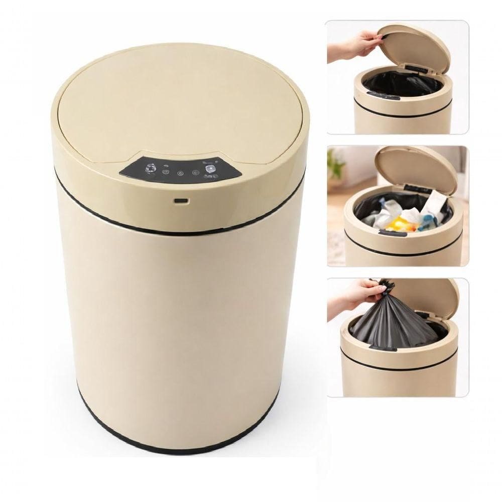 Lixeira Automatica Cesto Lixo Sensor Grande 8 Litros Inteligente Luxo Champagne Ouro Recarregavel