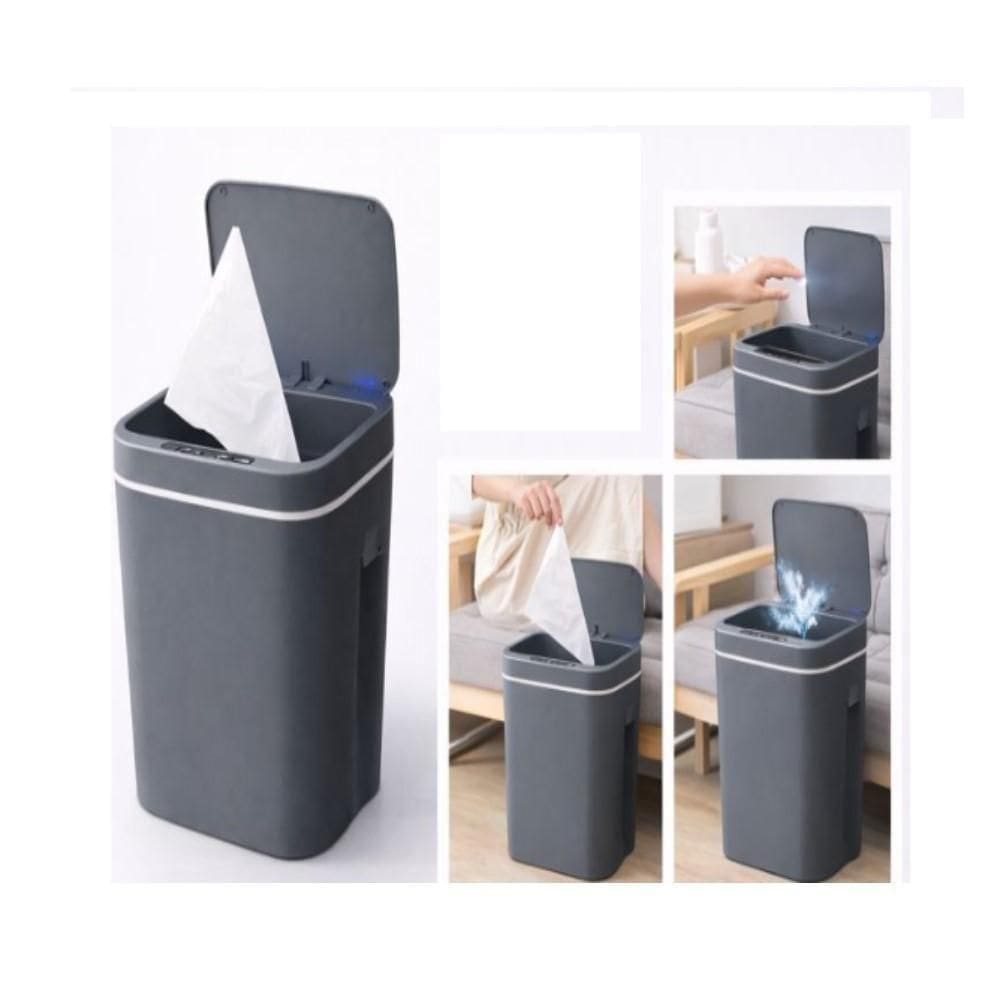 Lixeira Automatica Cesto Lixo Inteligente Smart Sensor Cozinha Banheiro Grande 12 Litros Cinza