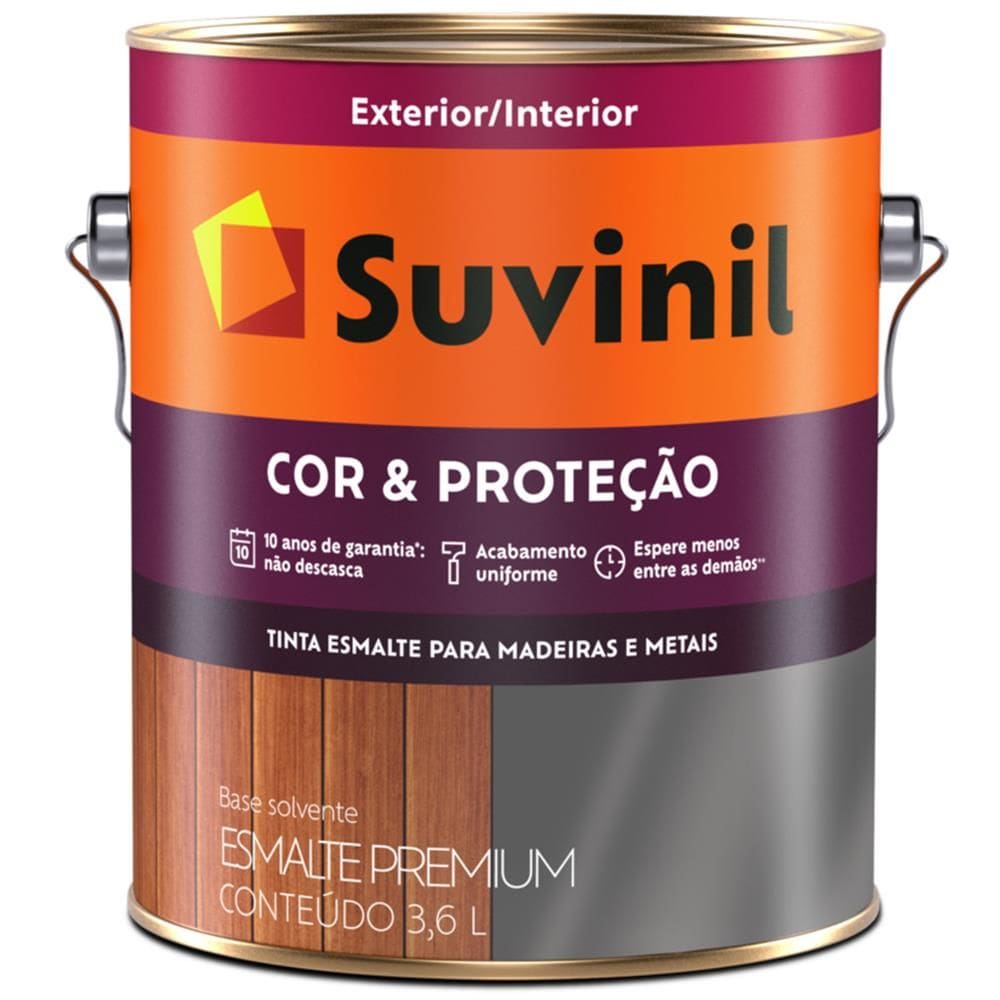 Tinta Esmalte Sintético Cor e Proteção Brilhante Para Madeira e Metal 3,6 Litros Verde Folha - 53377928 - SUVINIL