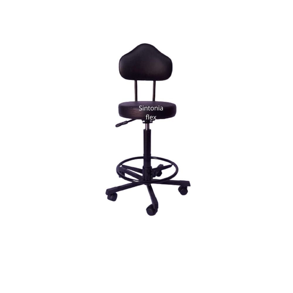 Cadeira caixa alta mocho verona com L duplo  aro  base em aço  com rodízio corano preto