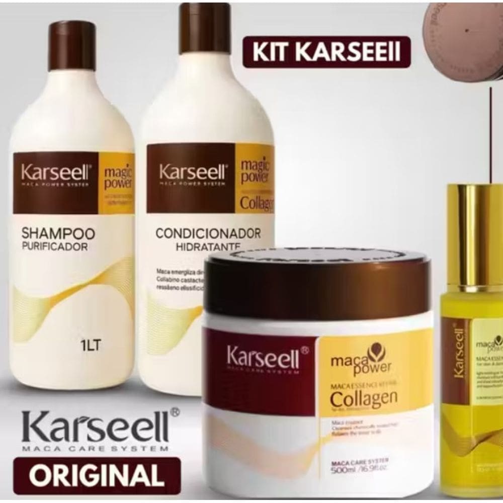 kit karseell 1LShampoo+1Lcondicionador+mascara capilar500g+oleo argan60ml  anti frizz