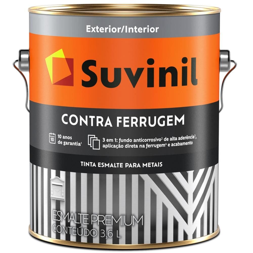 Tinta Esmalte Brilhante Contra Ferrugem 3,6 Litros Cinza Médio - 50581392 - SUVINIL