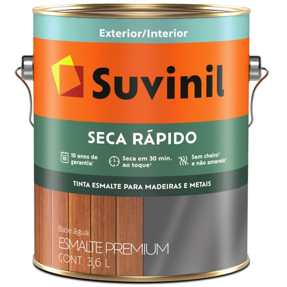 Tinta Esmalte Brilhante Seca Rápido 3,6 Litros Branco - 53698421 - SUVINIL
