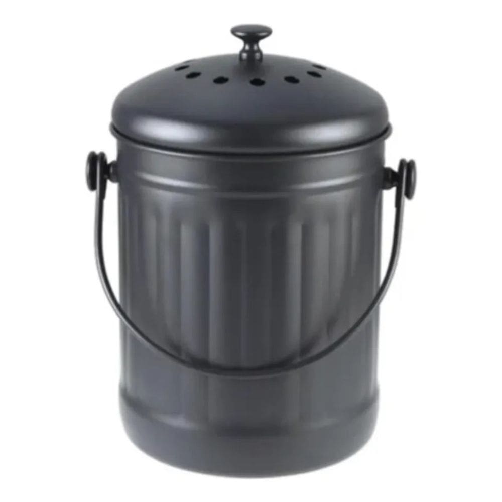 Lixeira Cozinha 4,5l Preta Aco 29x22x19cm Com Tampa