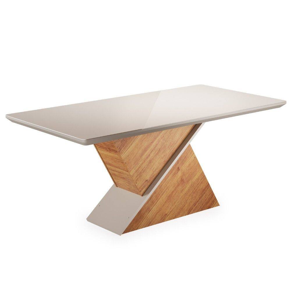 Mesa de Jantar 200cm com Tampo de Vidro Glamour Viero