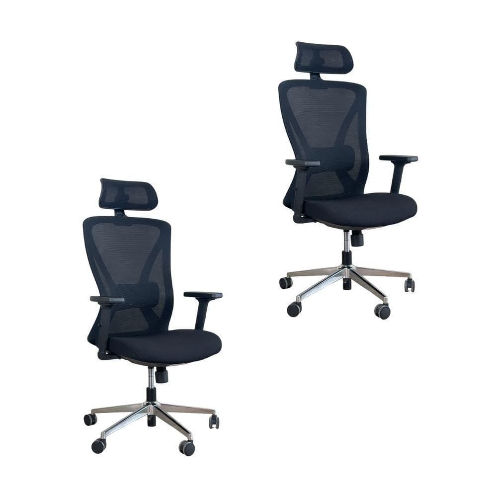 Kit 2 Cadeiras De Escritório Diretor Ergonômica Oficial Corporativa Work Com Apoio