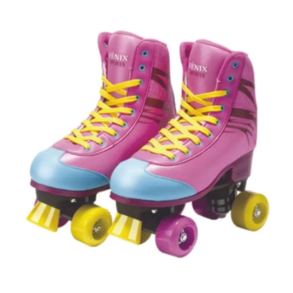 Patins Roller Skate Ajustável 4 Rodas Fenix Rosa (31-34)