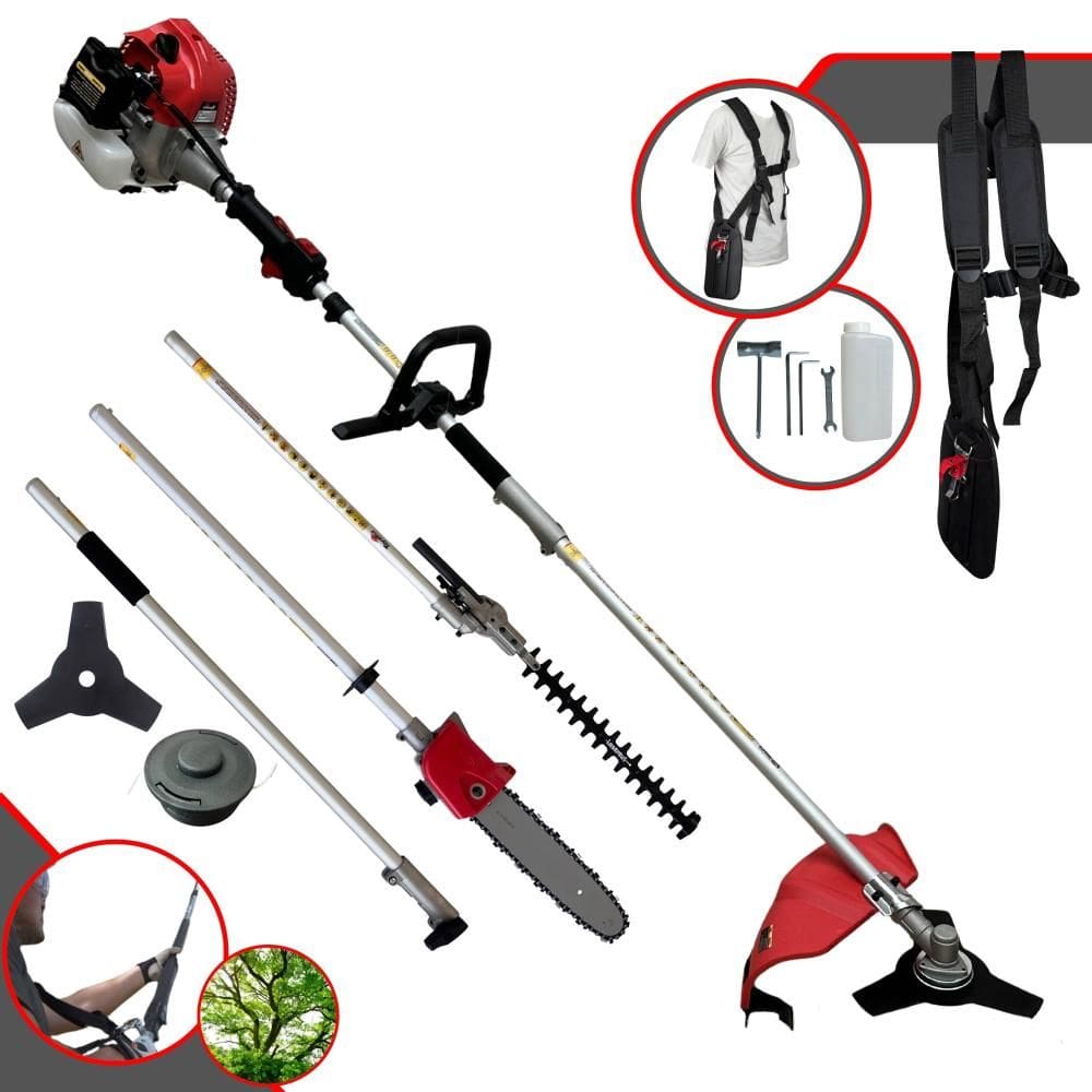 Aparador de Cerca Viva Esqueletadeira e Roçadeira Toyama TBC43MT Bipartido C/ Extensor 43cc 1,8HP 9200rpm Com Alcance Aproximado de 5 Metros de Altura