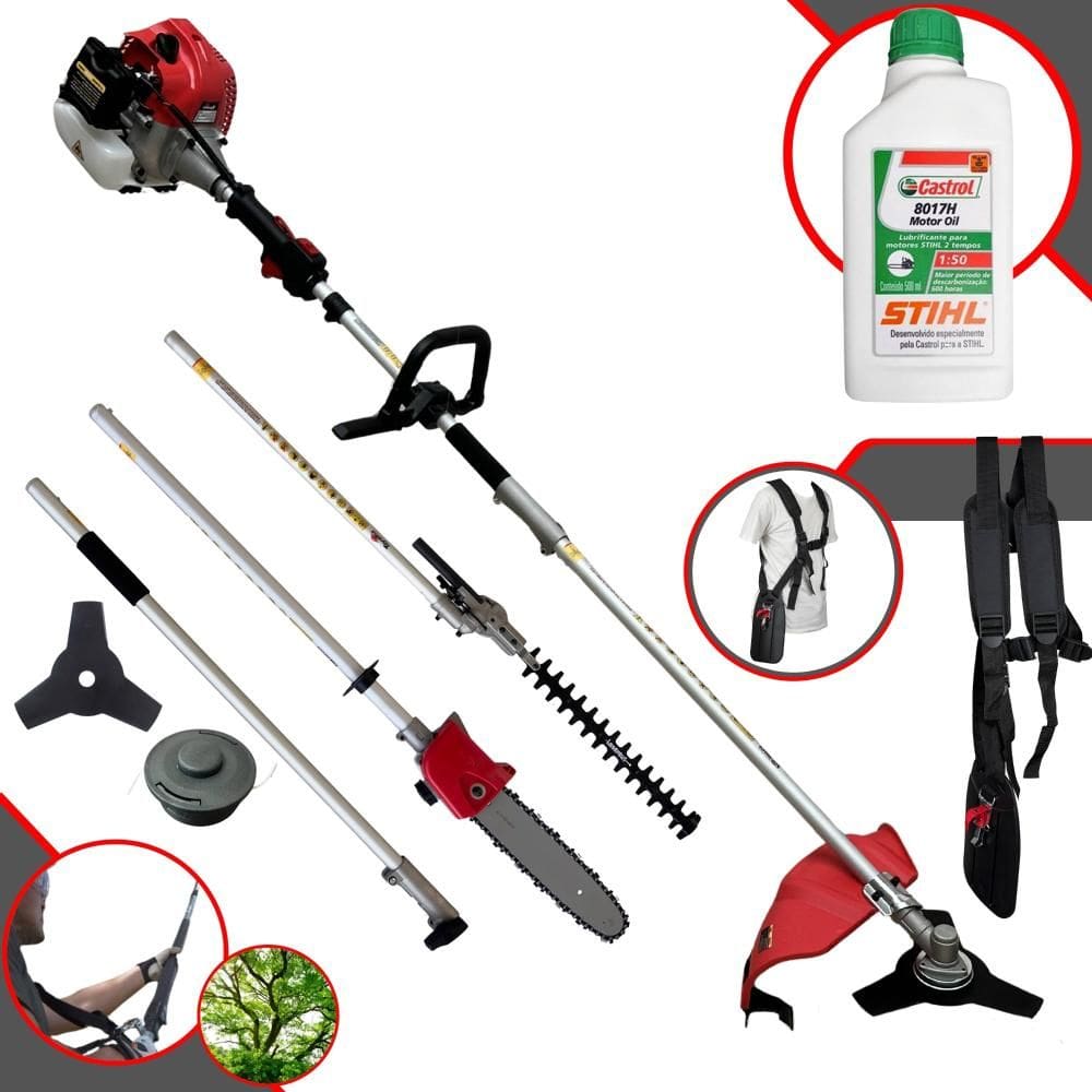 Aparador Esqueletadeira e Roçadeira Toyama TBC43MT Bipartido Com Extensor 43cc 1,8HP 9200rpm Com Alcance Aproximado de 5 Metros de Altura + ÓLEO STIHL