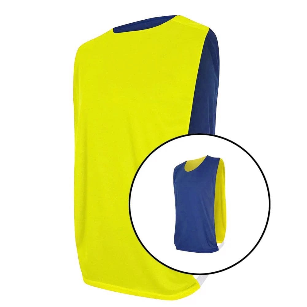 Kit com 20 Coletes Esportivos Dupla Face TRB Amarelo e Azul Marinho