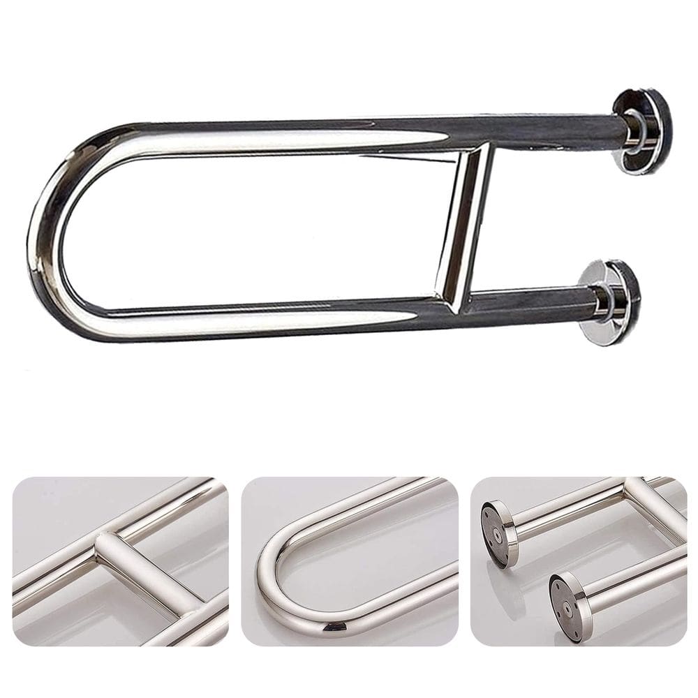 Barra de Apoio em U 45cm Banheiro Box Seguranca Idosos Cadeirantes Gestantes Hospitais Casa de Repouso Lavabos