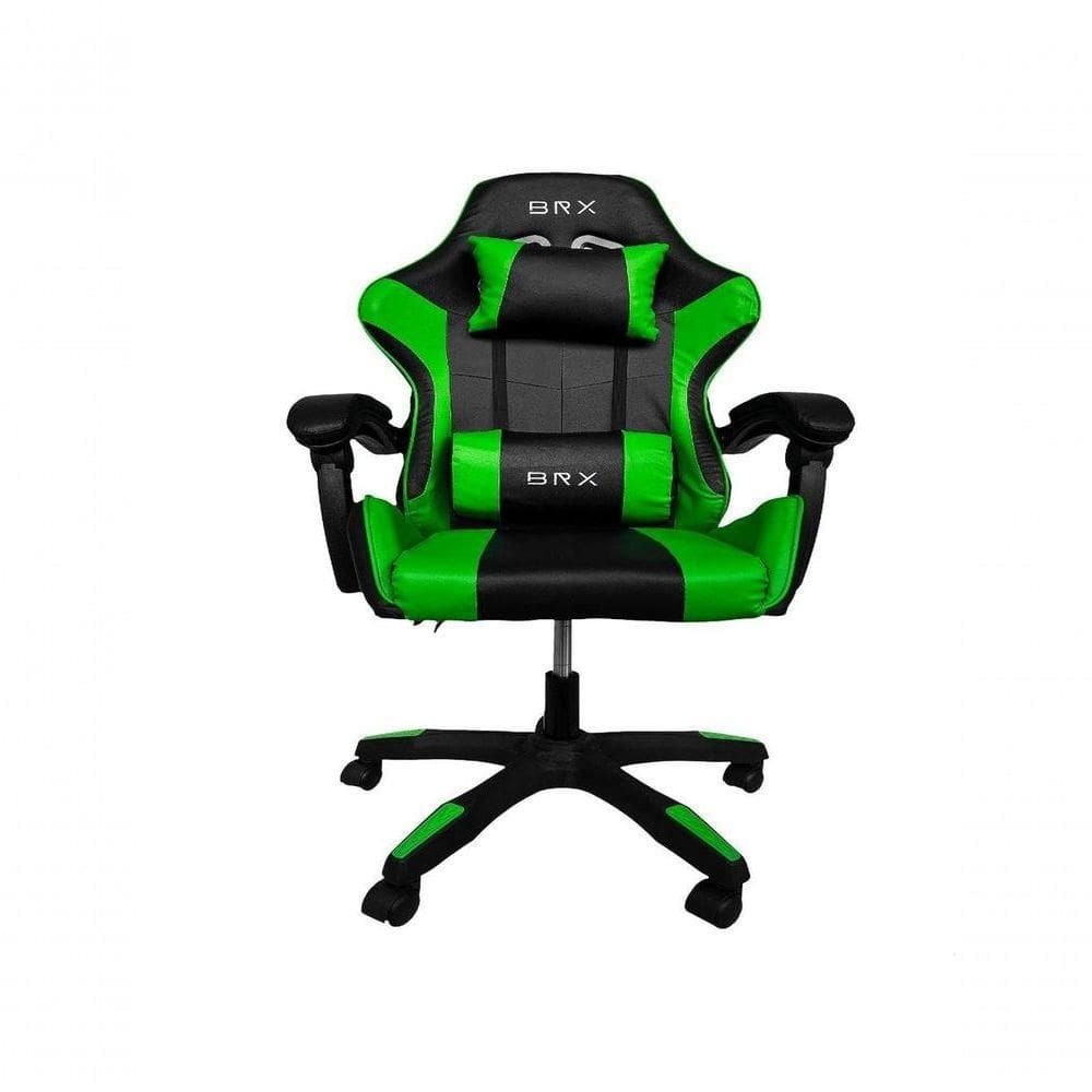 Cadeira Gamer Impact em Tecido com Encosto Reclinável, Apoio de Braços Ajustável e Almofadas Verde