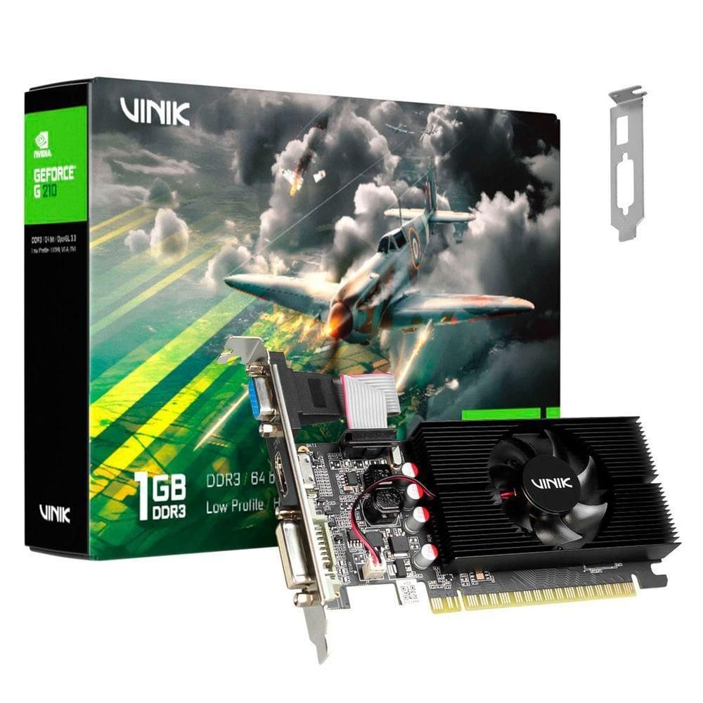 Placa De Vídeo Vinik Nvidia Geforce G210, 1gb Ddr3, 64-bit, Suporte Low Profile, Single Fan