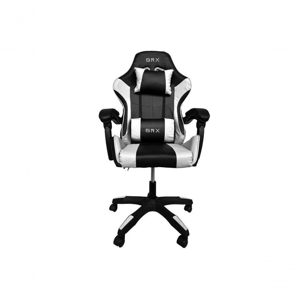 Cadeira Gamer Impact BR-X em Tecido com Encosto Reclinável e Apoio de Braços Ajustável Branco