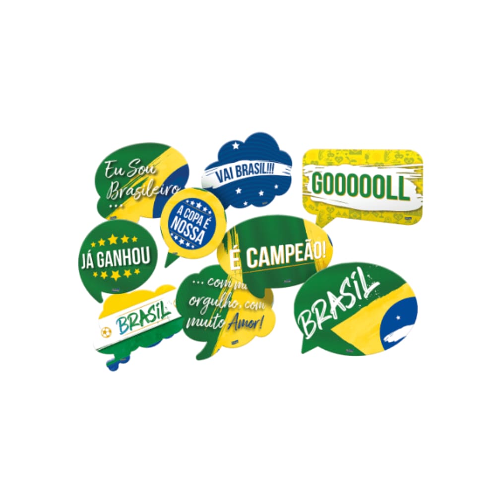 Placas Decorativa Vai Brasil c/9 unidades Festcolor