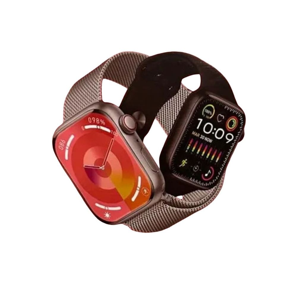 Kit Smartwatch Para Casais Com 2 Relogios + 6 Pulseiras Cinza Preto