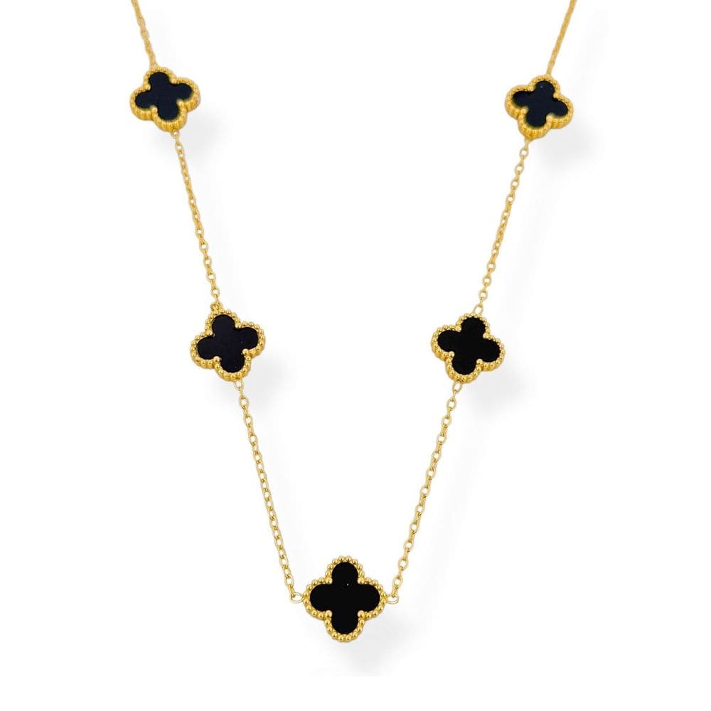 Colar Feminino Aço Inoxidável Inspiração Vg. Resinado Preto